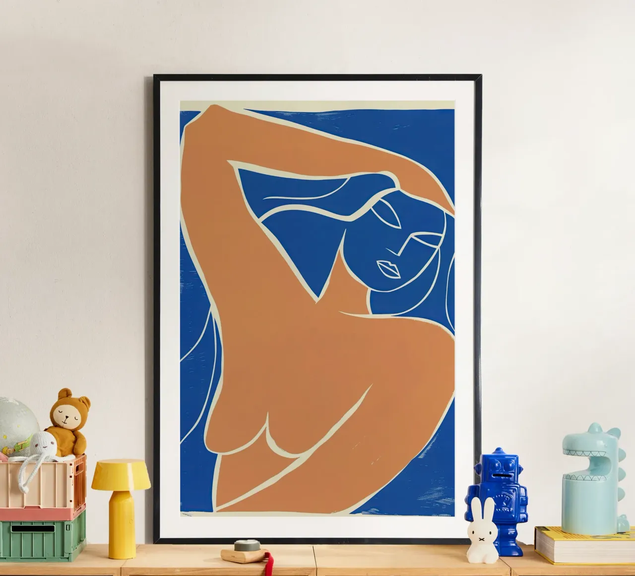 Naakte vrouw met lang haar in de wind | Kunstdruk poster van Autofocus