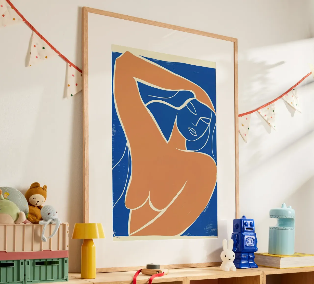 Naakte vrouw met lang haar in de wind | Kunstdruk poster van Autofocus