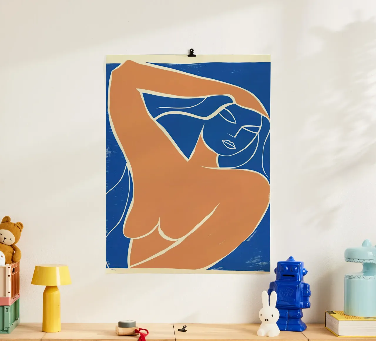 Naakte vrouw met lang haar in de wind | Kunstdruk poster van Autofocus