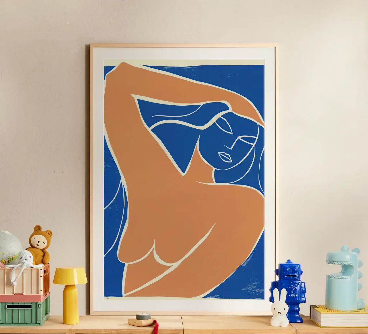 Naakte vrouw met lang haar in de wind | Kunstdruk poster van Autofocus