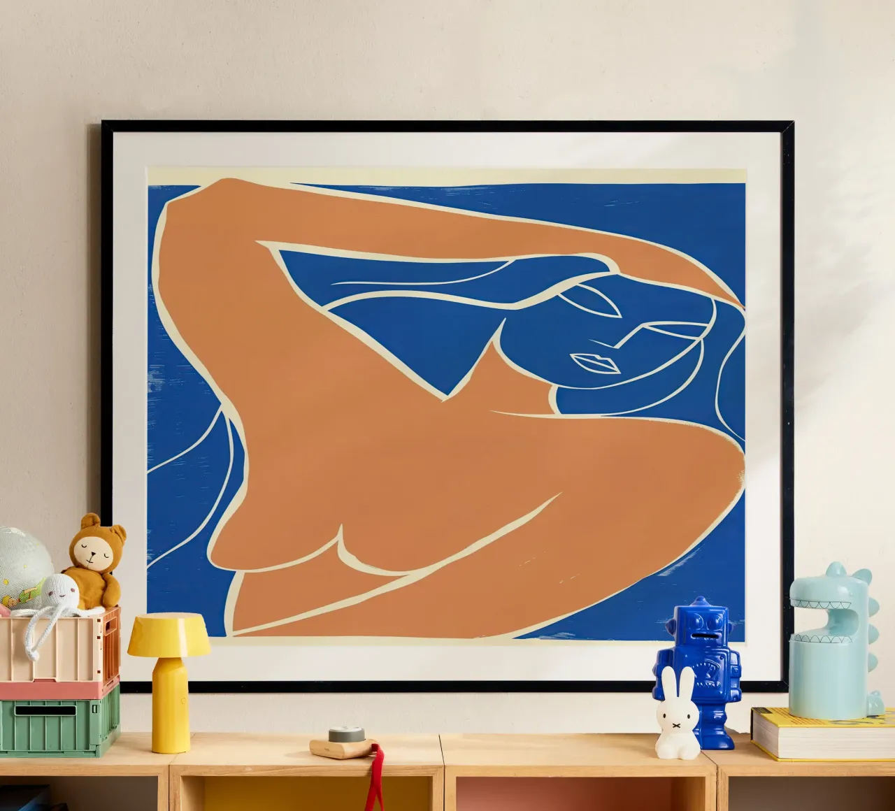 Naakte vrouw met lang haar in de wind | Kunstdruk poster van Autofocus