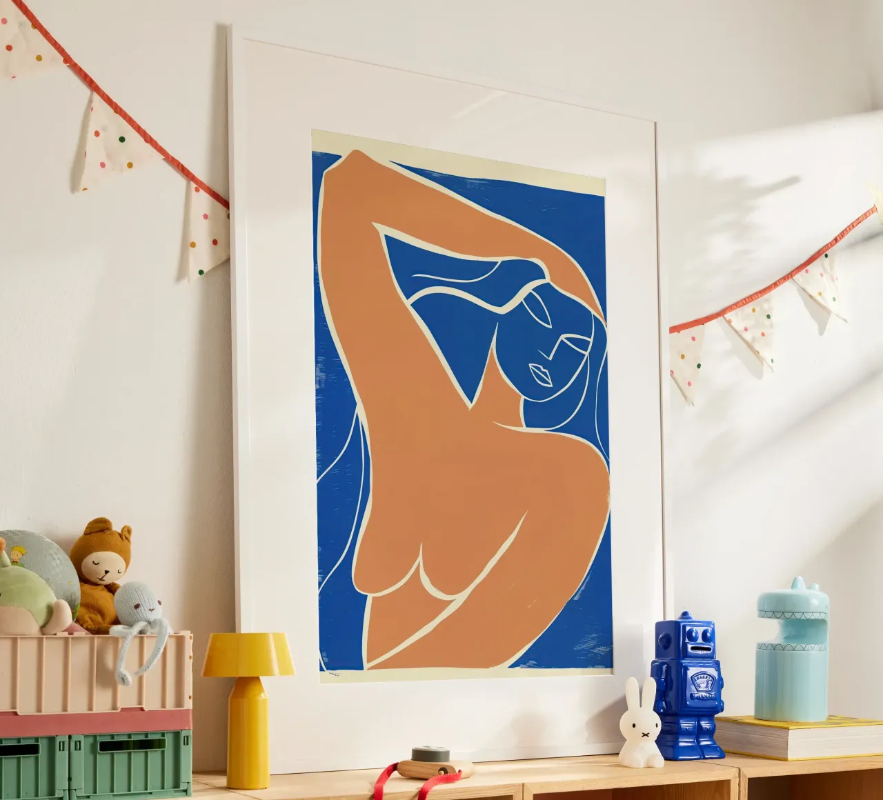 Naakte vrouw met lang haar in de wind | Kunstdruk poster van Autofocus