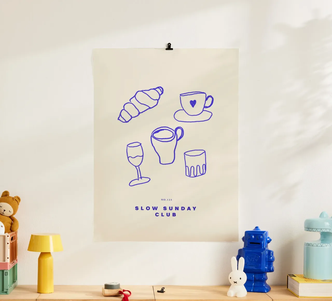 Slow Sunday Club poster con telaio in legno da treechild