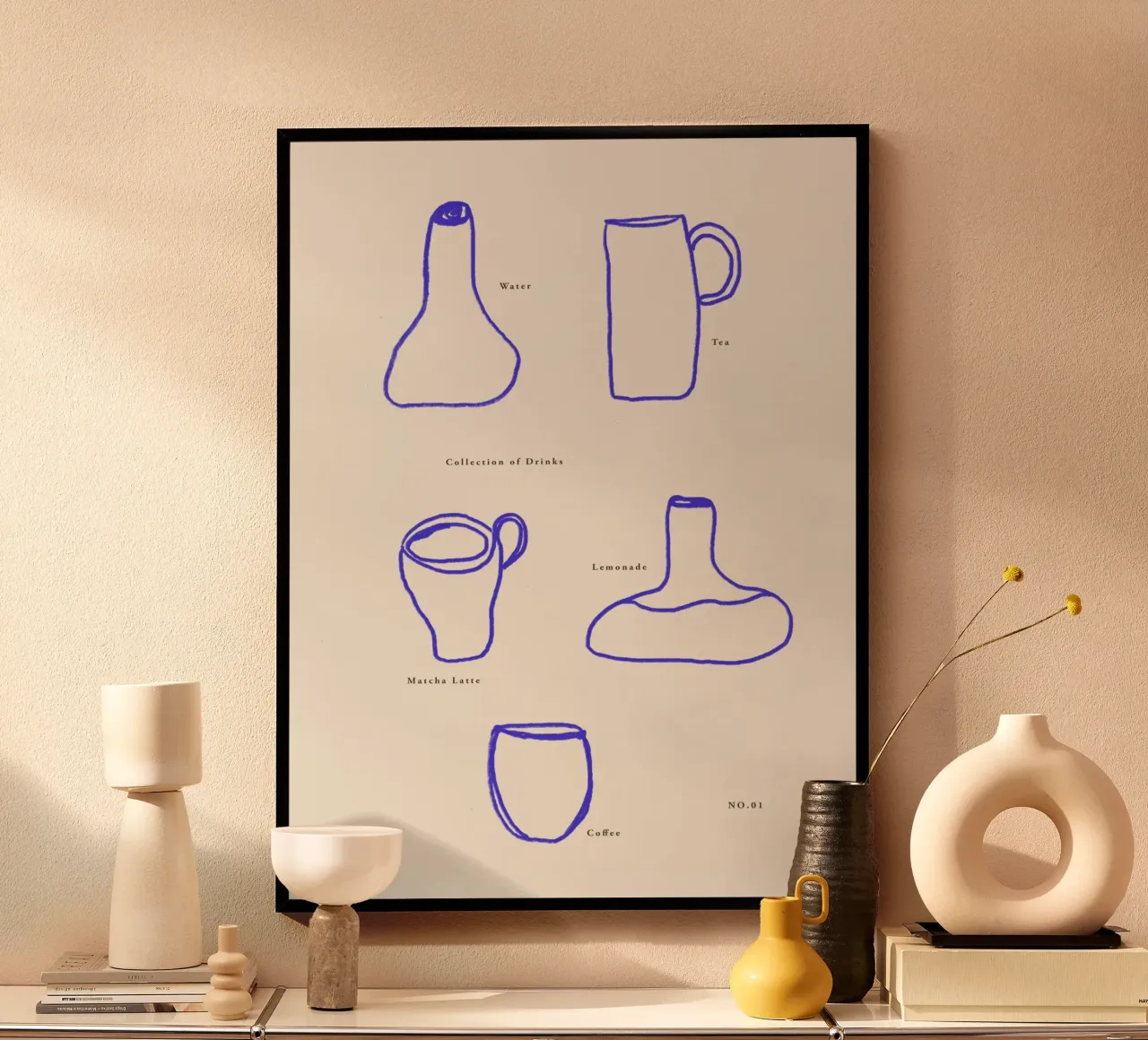 Collection Of Drinks poster met aluminium frame van treechild