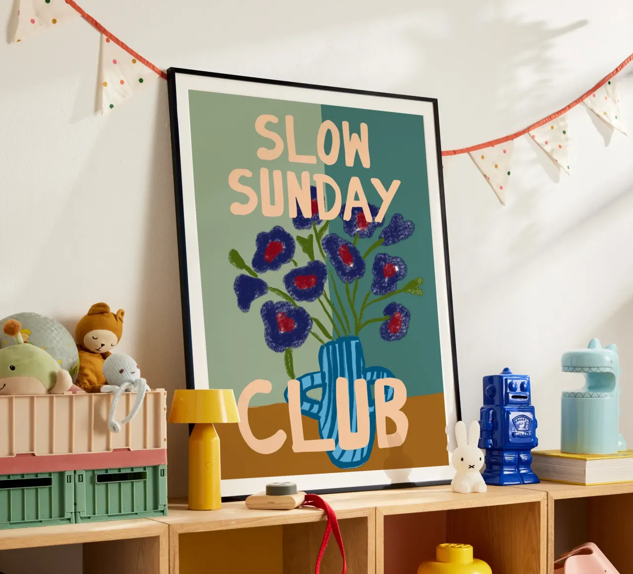 Slow Sunday Club poster con telaio in plastica da treechild