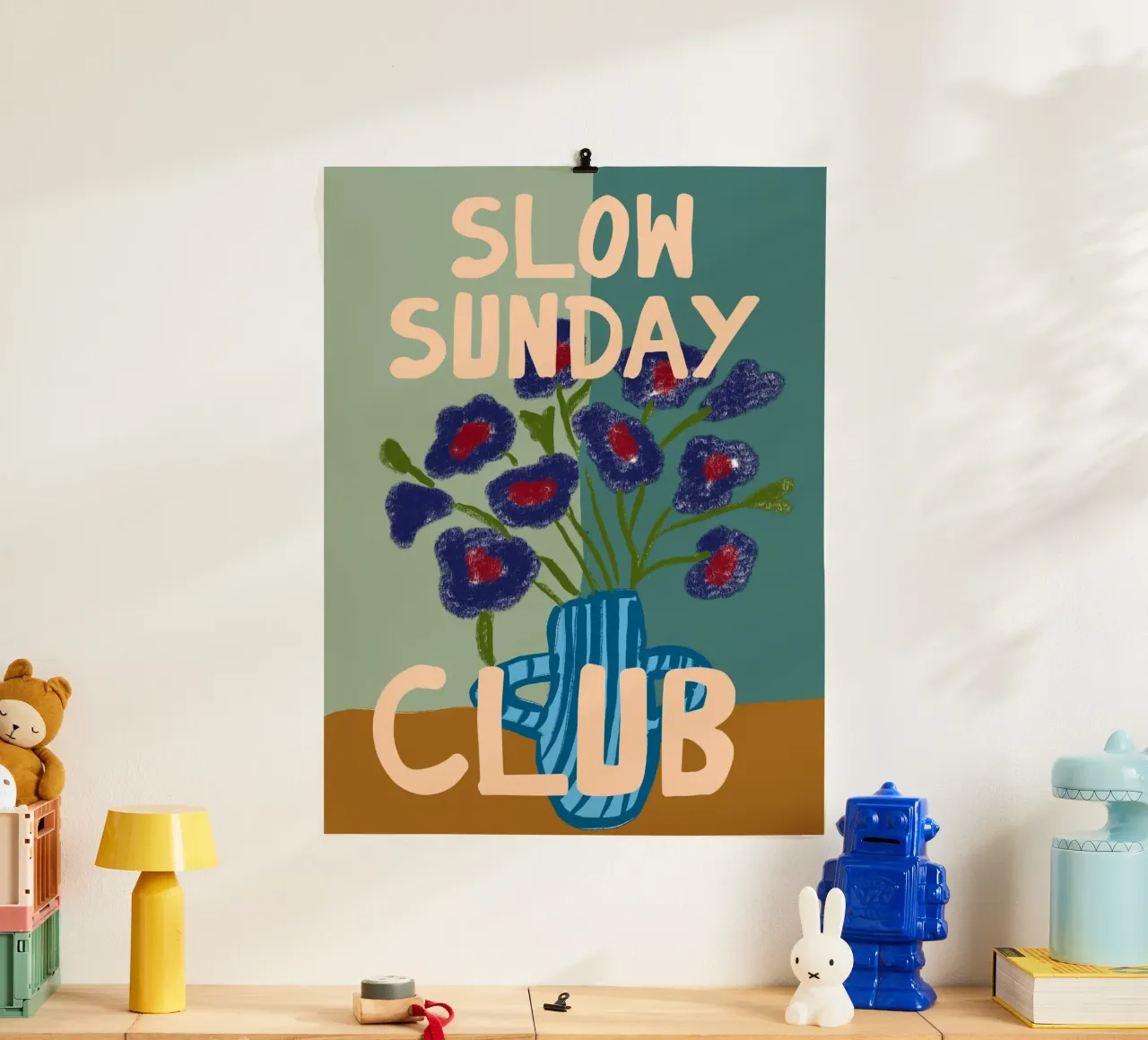 Slow Sunday Club poster con telaio in plastica da treechild