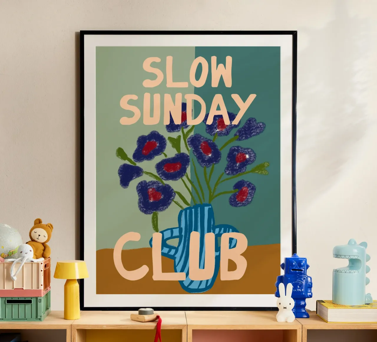 Slow Sunday Club poster con telaio in plastica da treechild