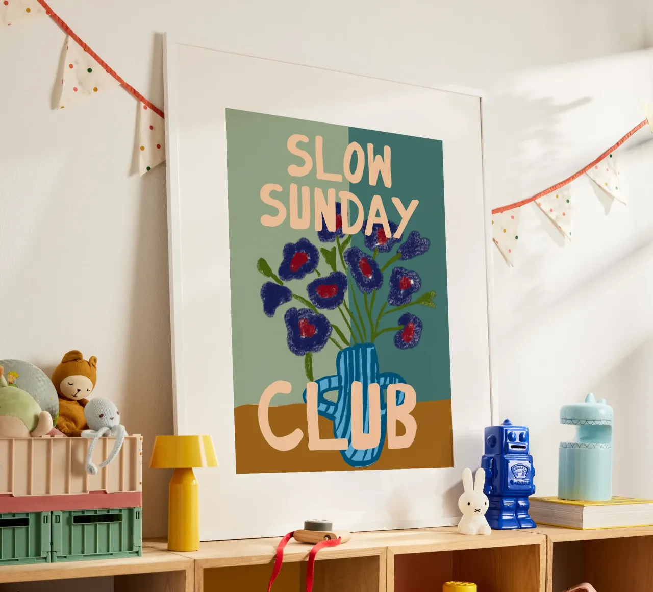 Slow Sunday Club poster con telaio in plastica da treechild