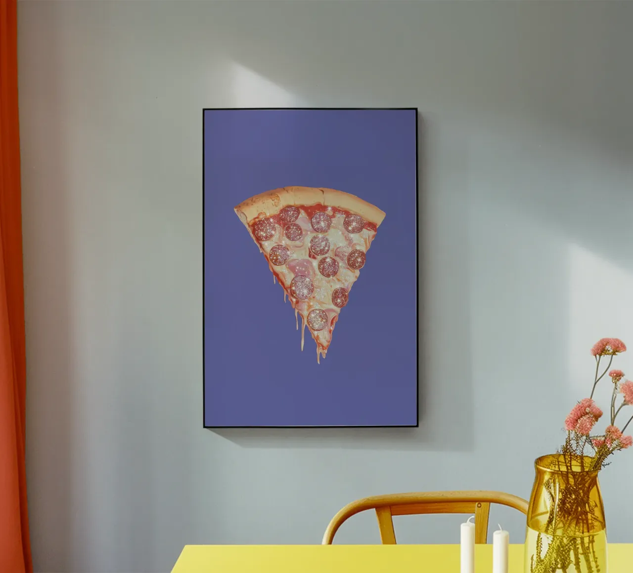 Glittering Pepperoni Pizza Slice Art plexiglass da Melloi Art Print