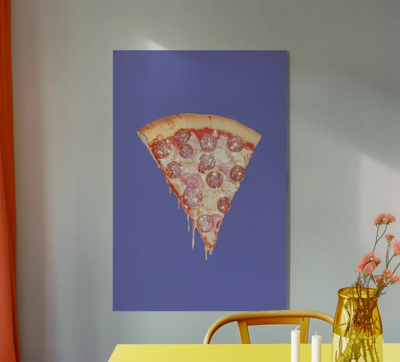 Glittering Pepperoni Pizza Slice Art plexiglass da Melloi Art Print