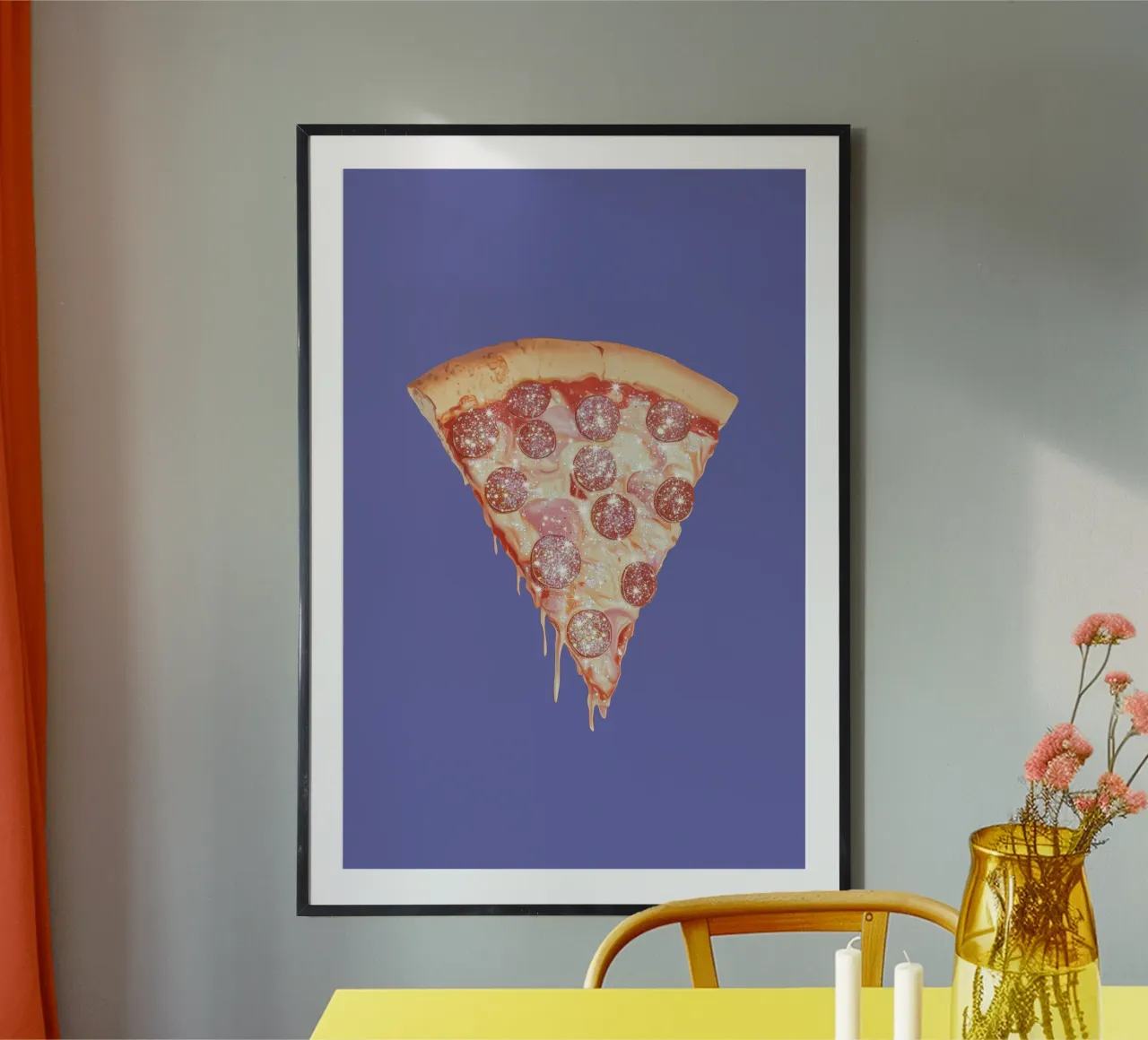Glittering Pepperoni Pizza Slice Art carta hahnemühle da Melloi Art Print