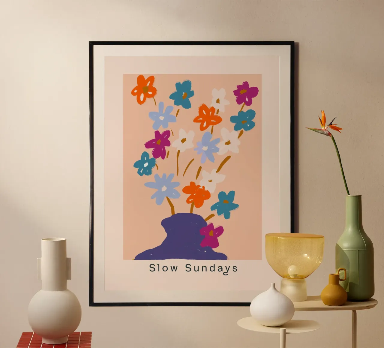 Slow Sundays poster con telaio in plastica da treechild