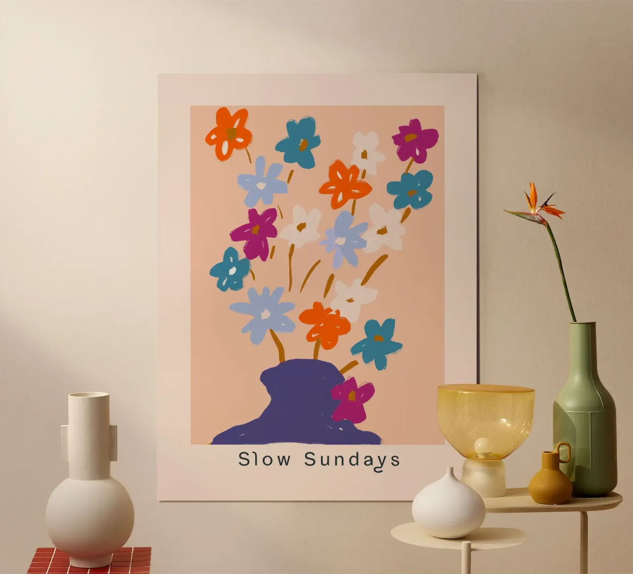 Slow Sundays poster con telaio in plastica da treechild