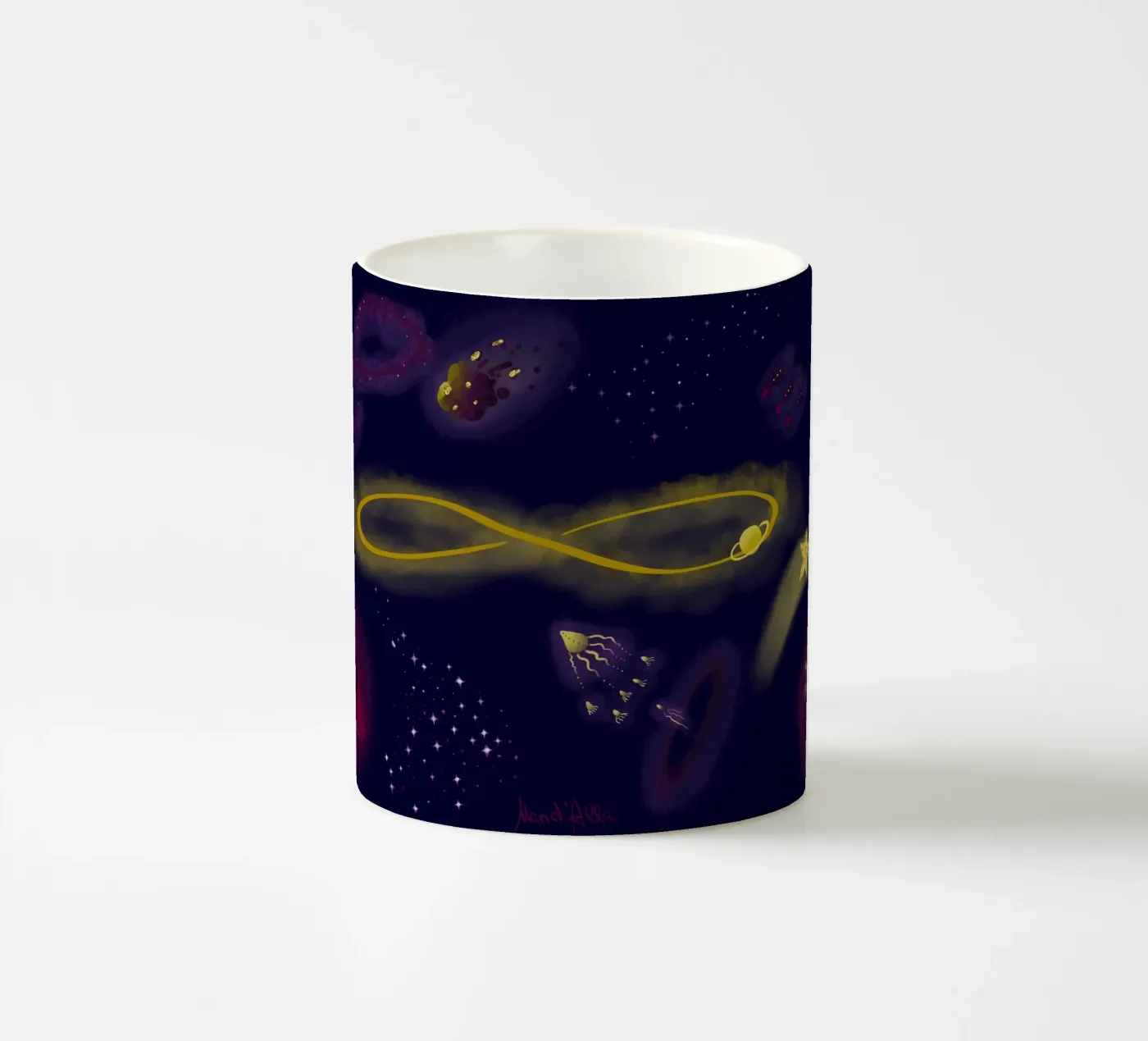 Infinity ceramic mug by Mandalla Illustration