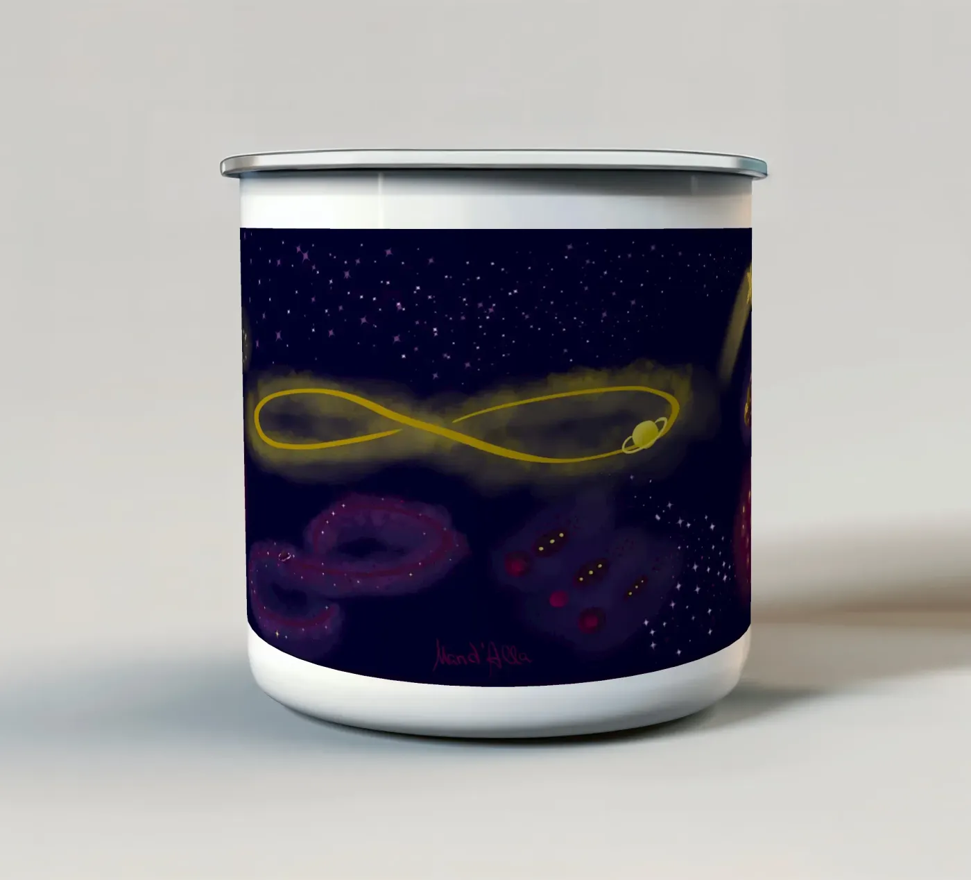 Infinity enamel mug by Mandalla Illustration