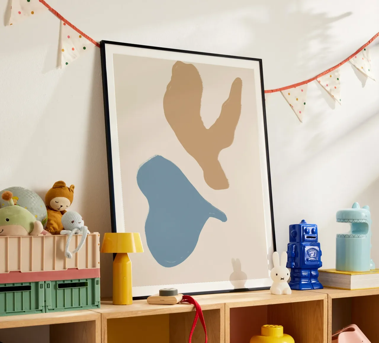 Pastel Shapes poster con telaio in plastica da treechild