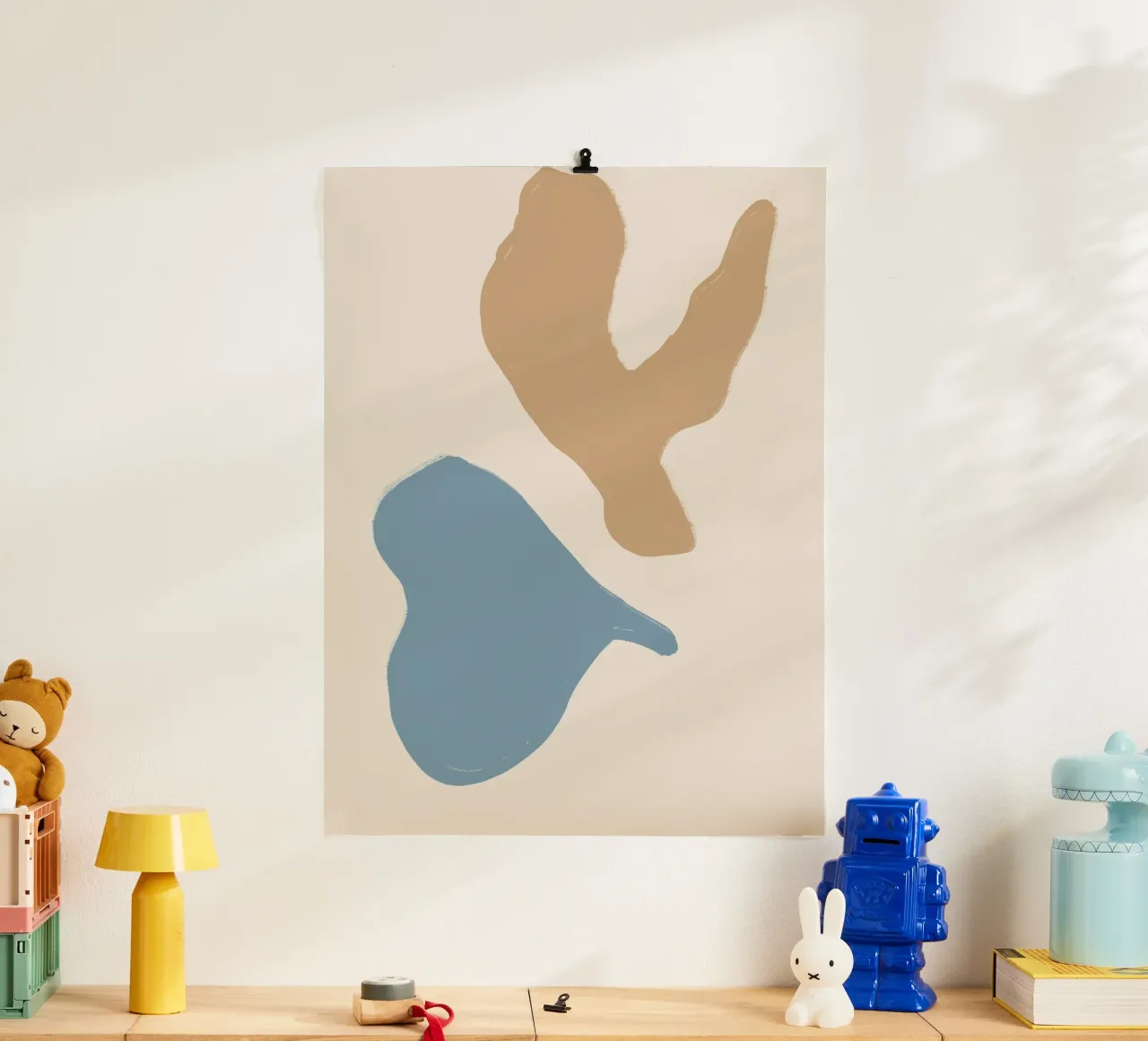 Pastel Shapes poster con telaio in plastica da treechild