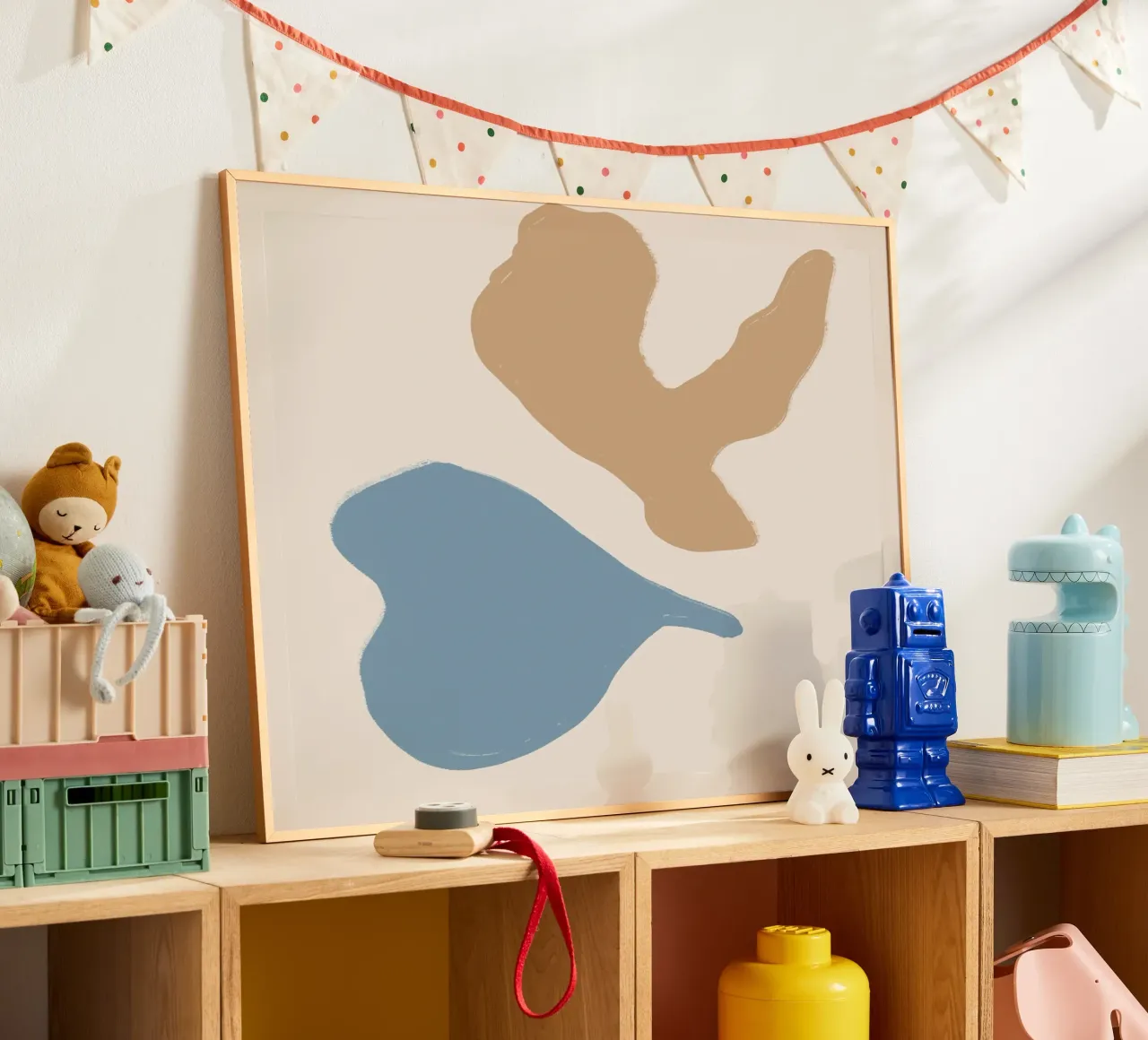 Pastel Shapes poster con telaio in plastica da treechild