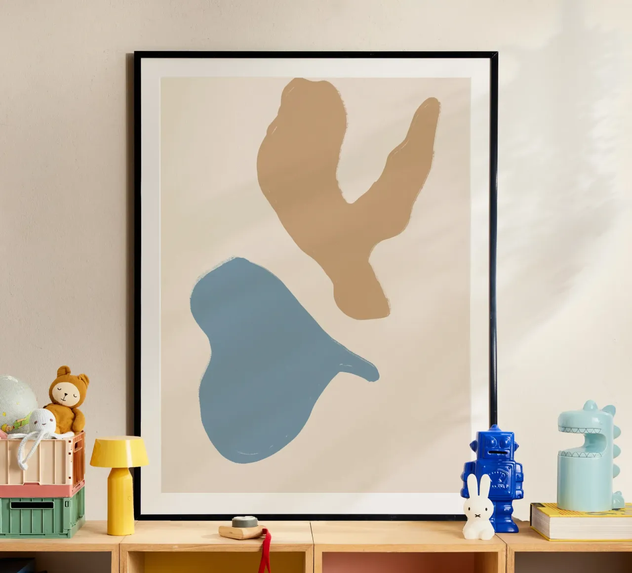 Pastel Shapes poster con telaio in plastica da treechild