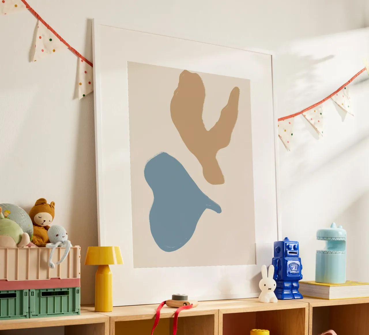 Pastel Shapes poster con telaio in plastica da treechild
