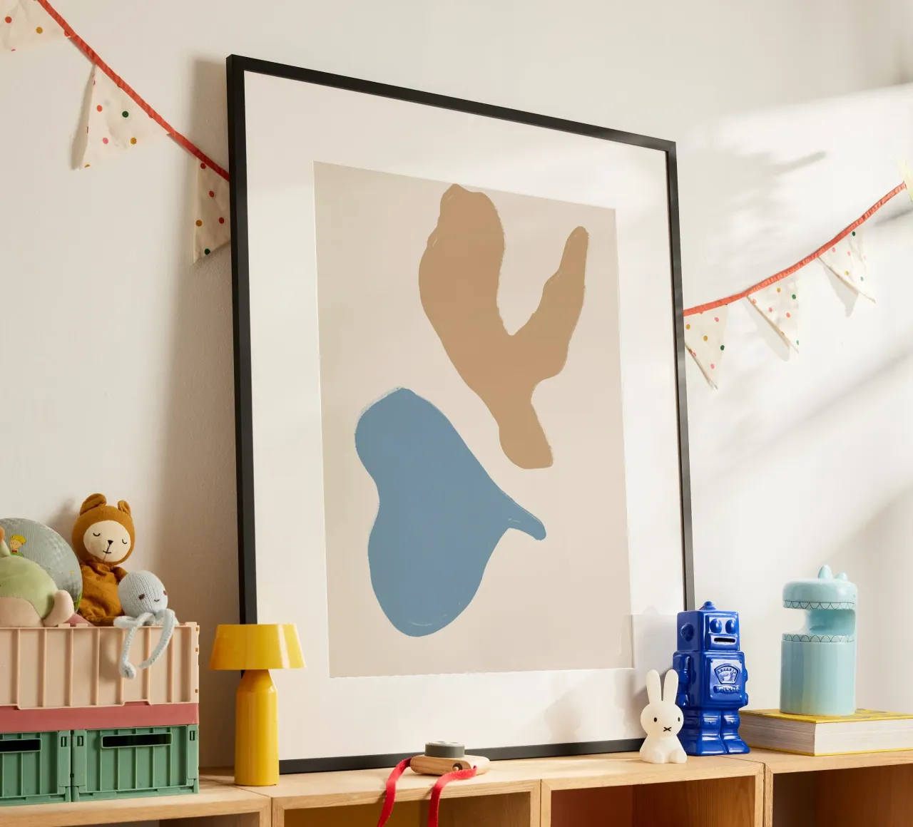 Pastel Shapes poster con telaio in plastica da treechild