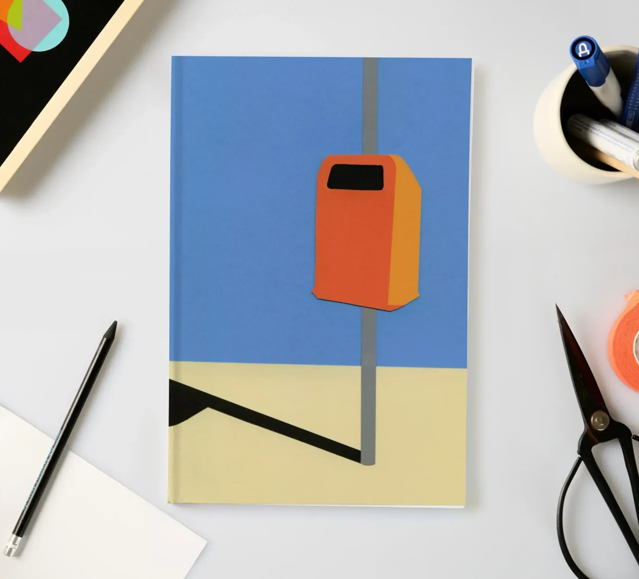 Orange Trash Can notebook by Rosi Feist