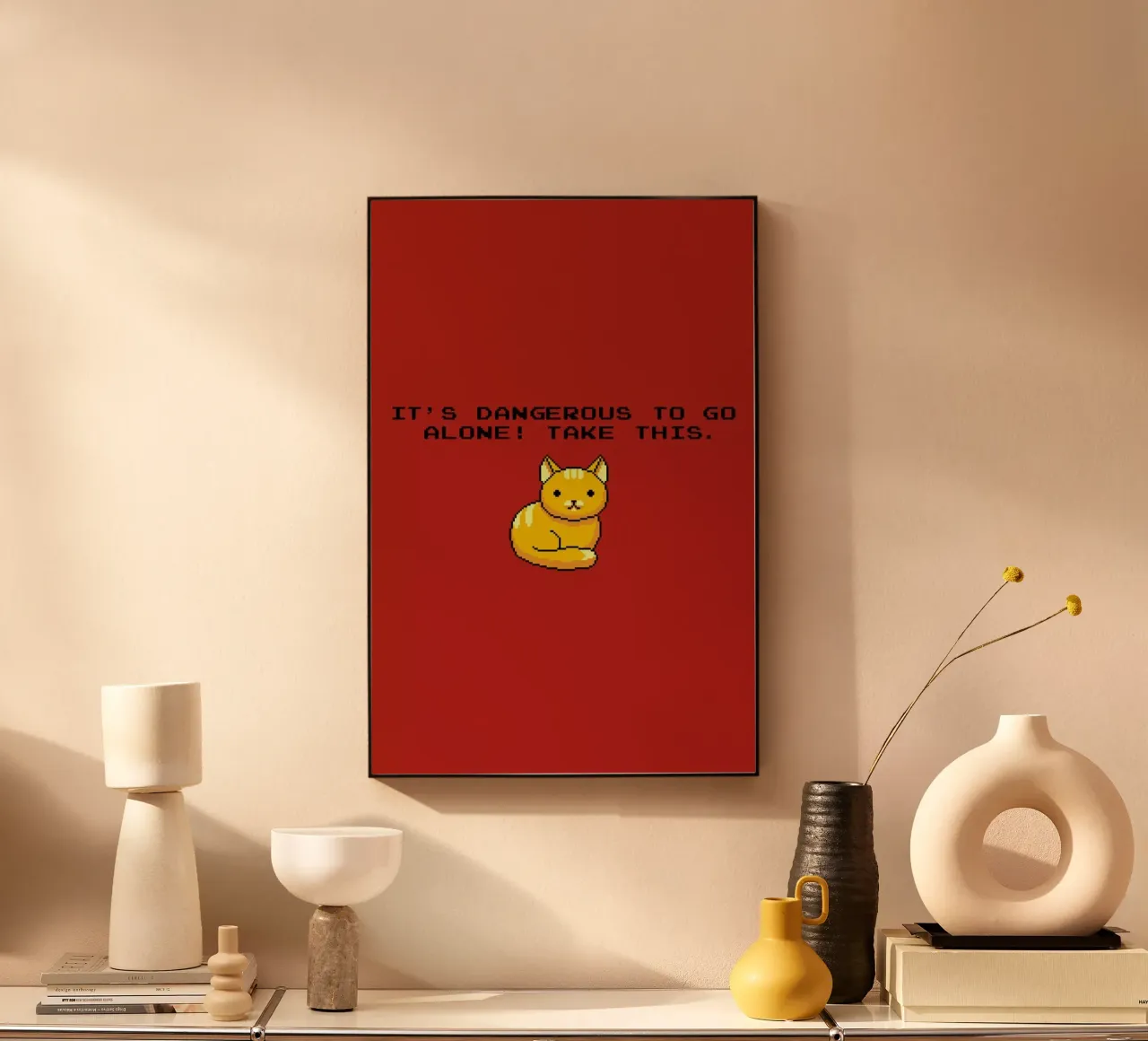 Its Dangerous To Go Alone Take This Cat alluminio dibond da Tobe Fonseca