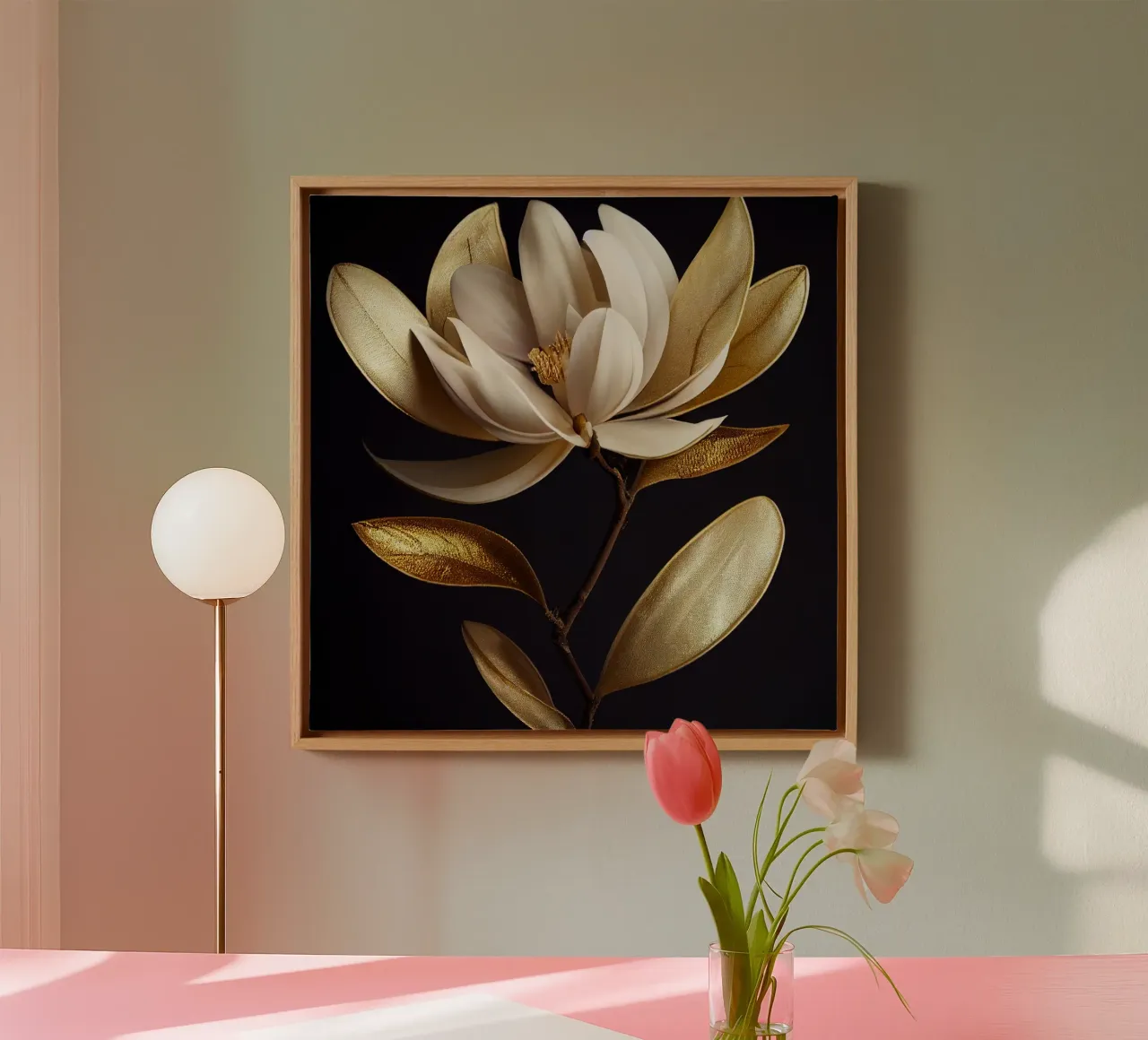 Macro Magnolia Flower tela con Cornice a cassetta da Bold Blooms