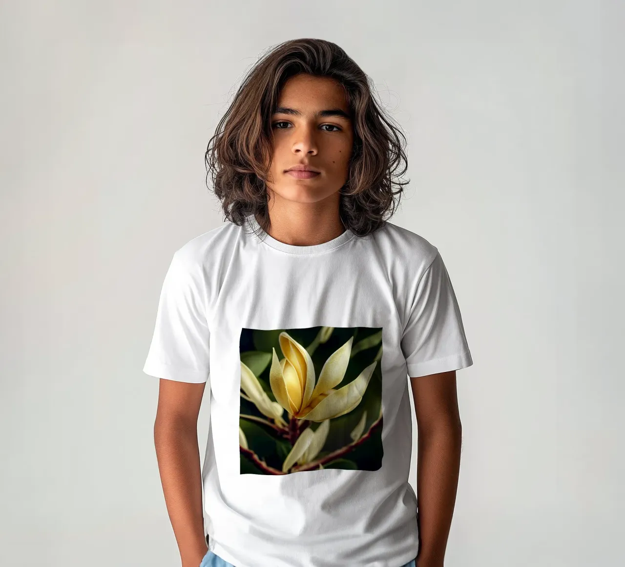 Macro Magnolia Flower kids t-shirt by Bold Blooms
