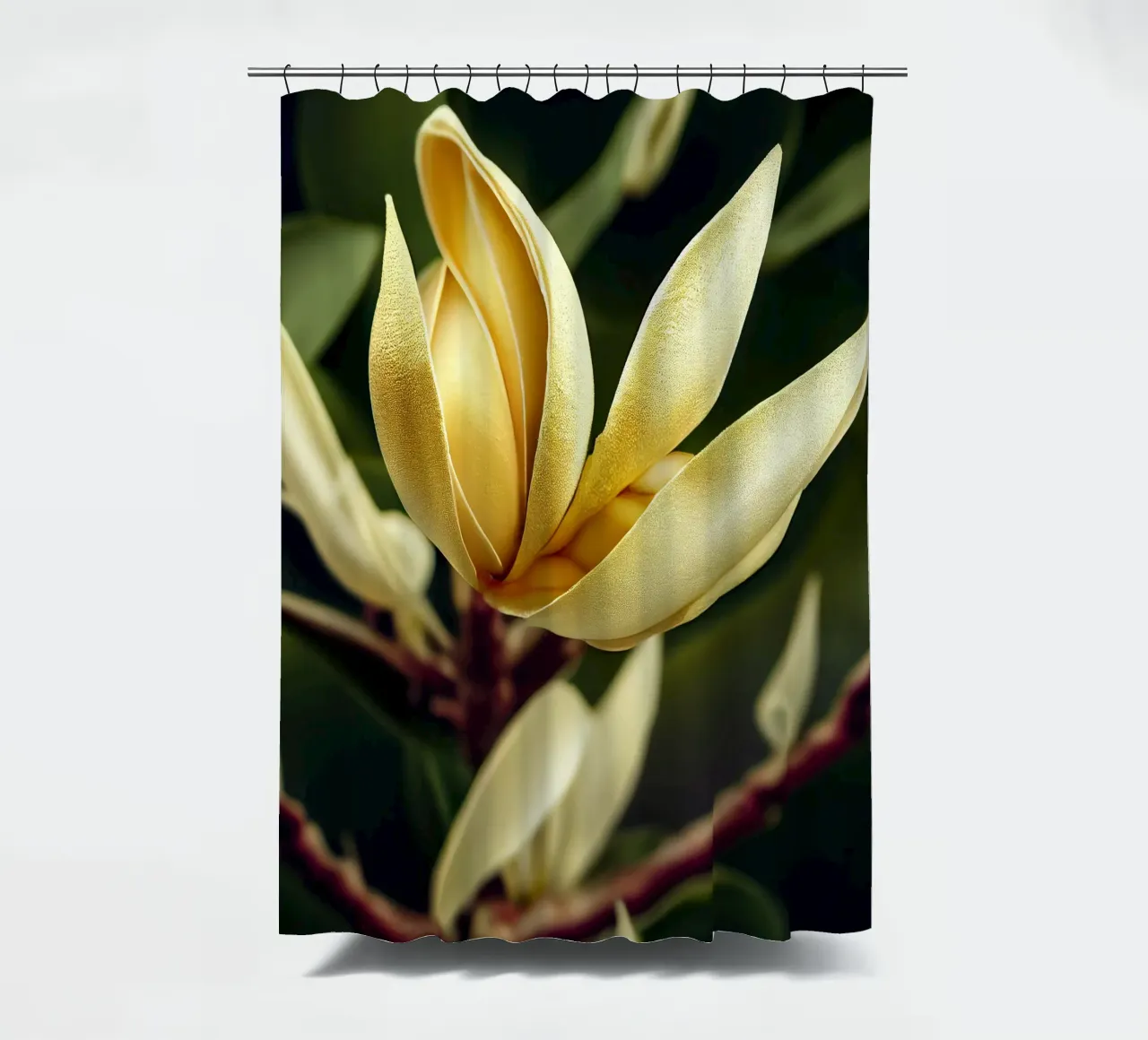 Macro Magnolia Flower shower curtain by Bold Blooms