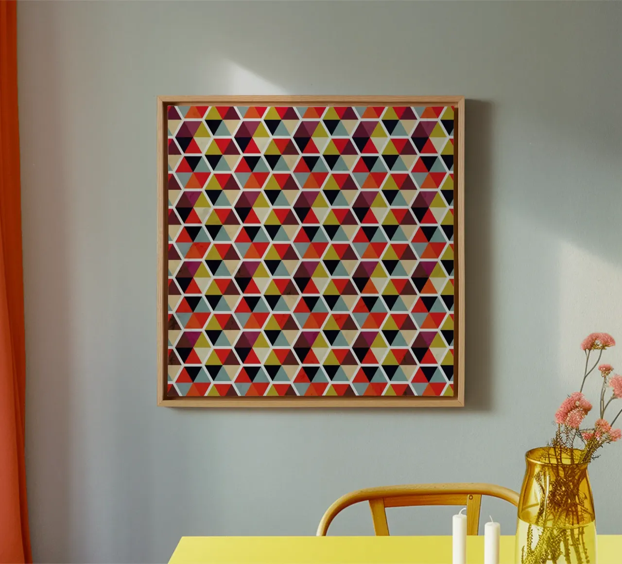 Colorful Umbrellas Geometric Pattern tela con Cornice a cassetta da Tobe Fonseca