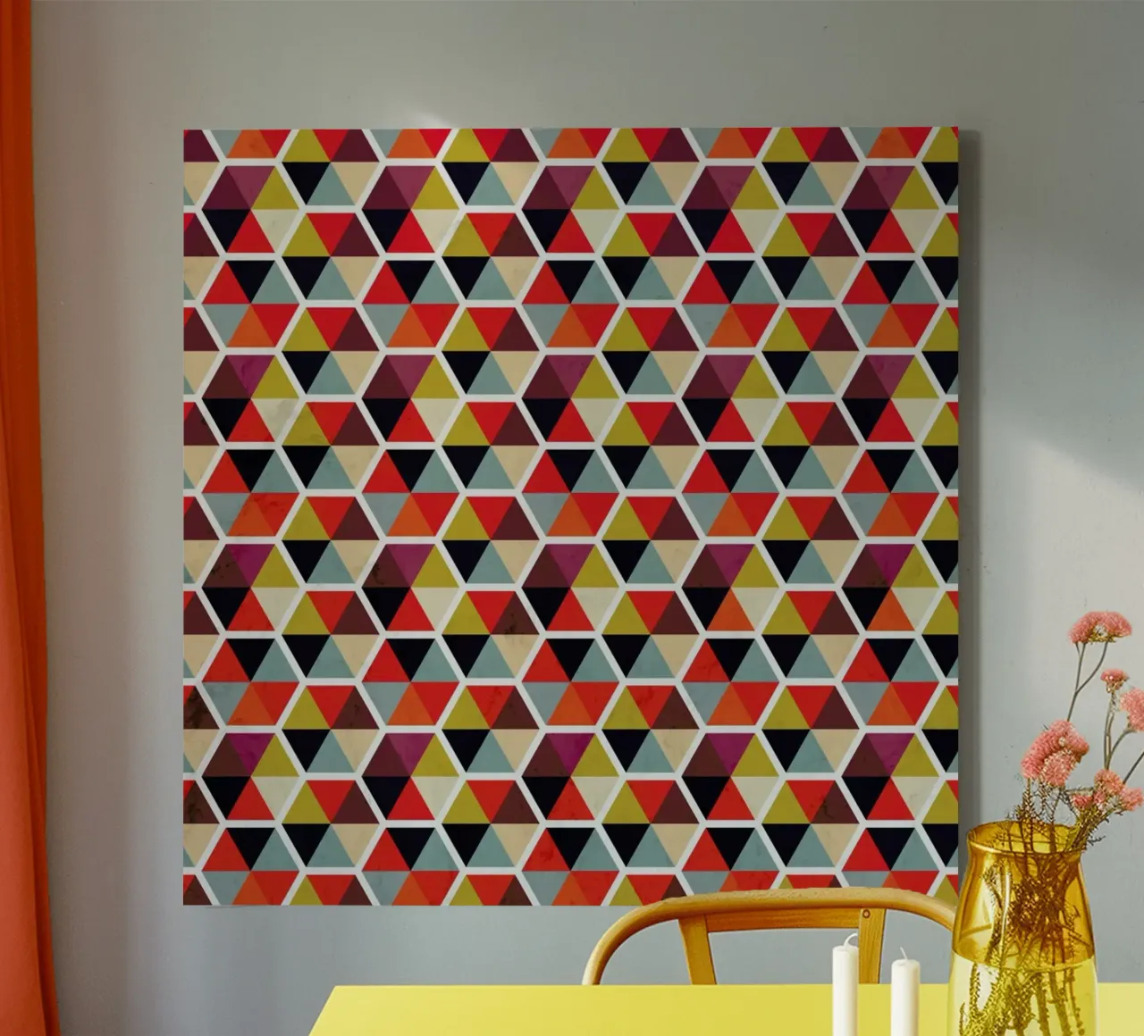 Colorful Umbrellas Geometric Pattern tela con Cornice a cassetta da Tobe Fonseca