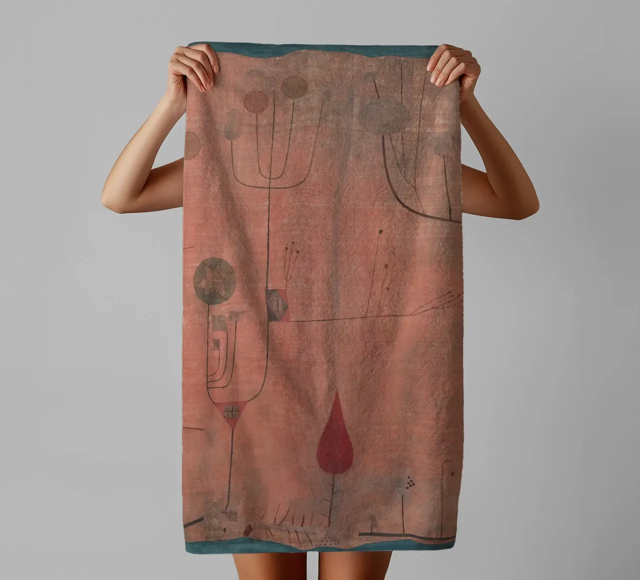 Paul Klee - Fruits on Red, 1930 towel by Timeless Artworks
