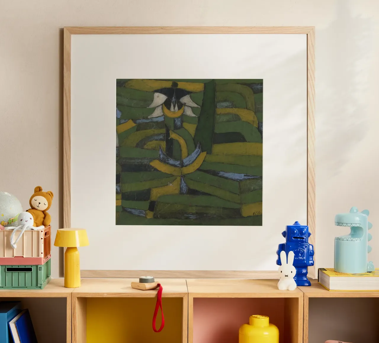 Paul Klee - Fiore bianco in giardino poster con telaio in legno da Timeless Artworks