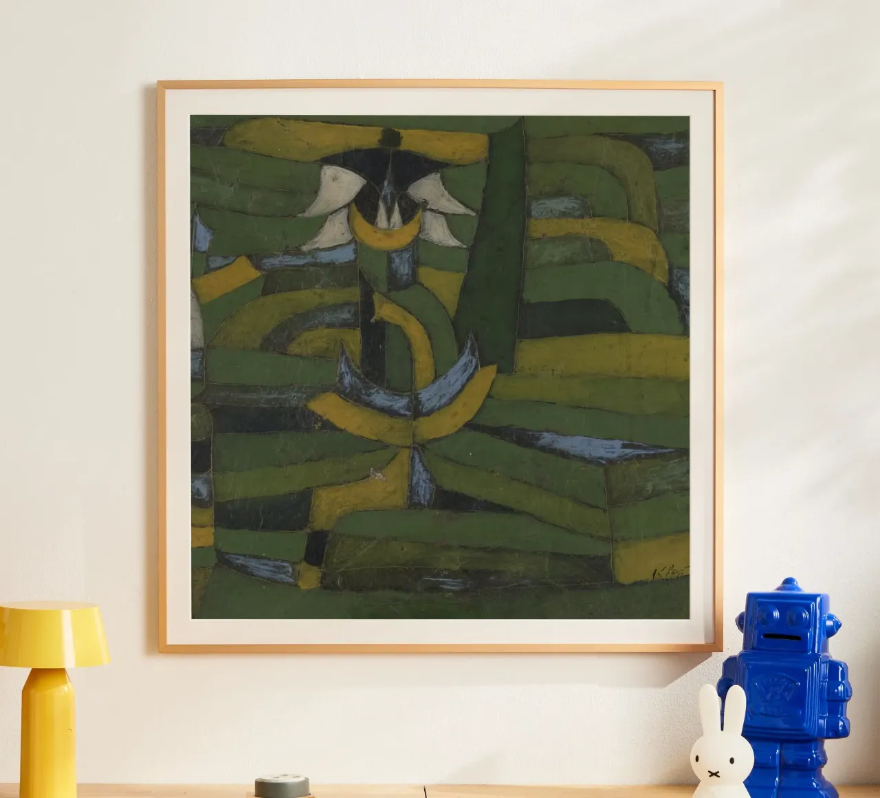 Paul Klee - Fiore bianco in giardino poster con telaio in legno da Timeless Artworks