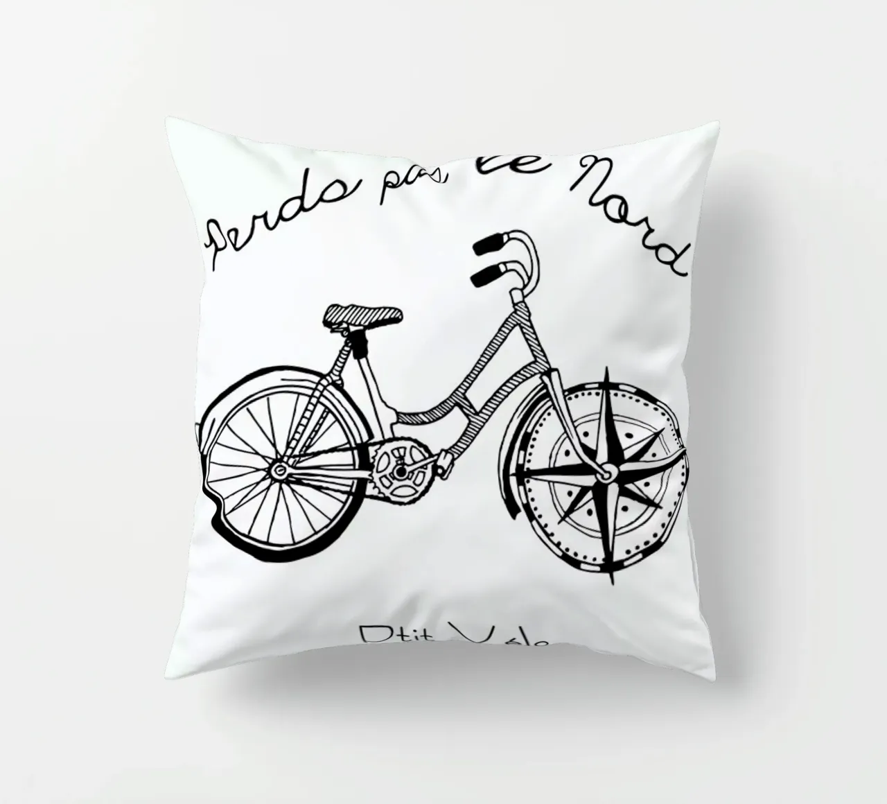Perds Par Le Nord Noir decorative cushion by P'tit Vélo