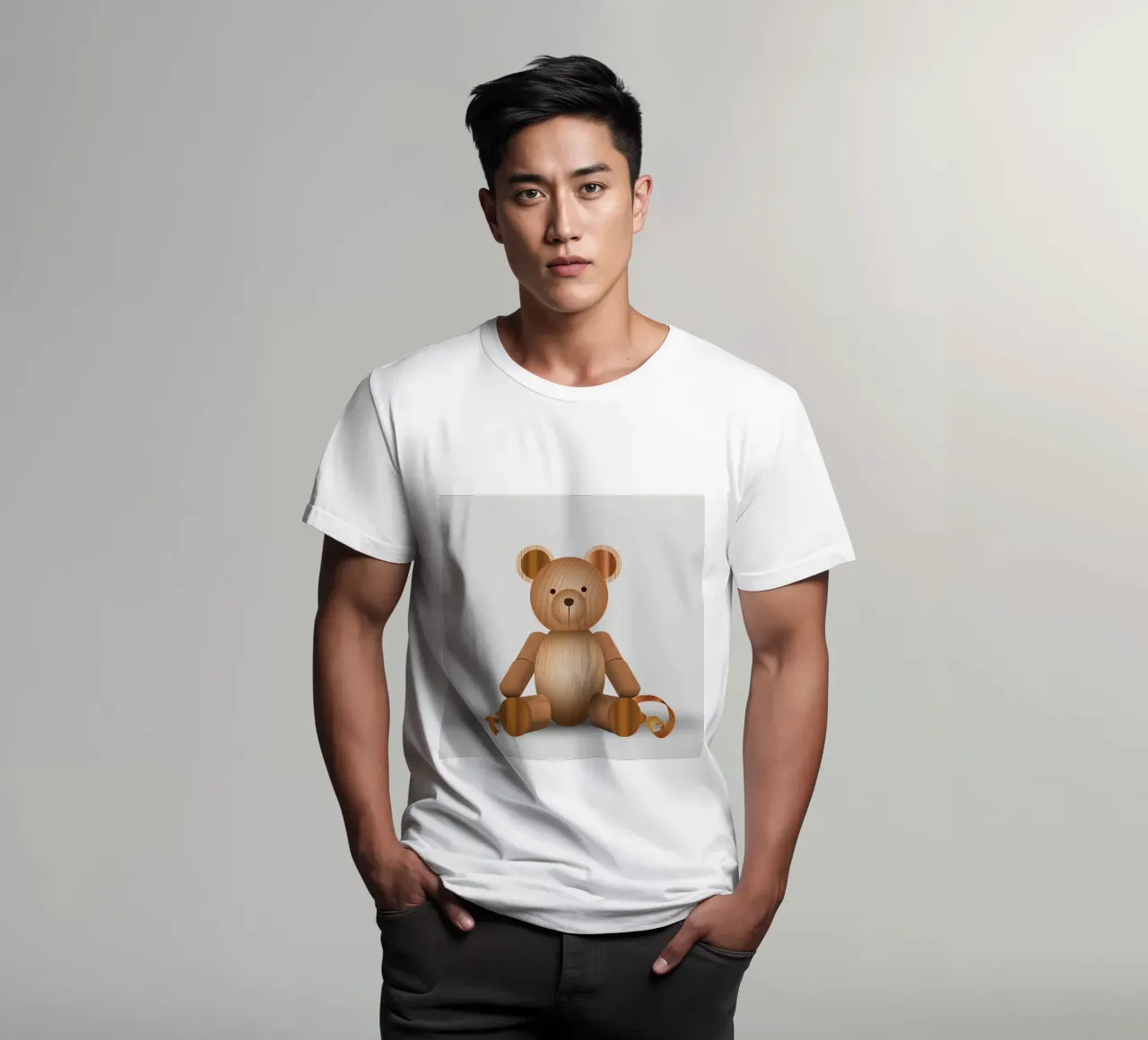 Aspetto in legno - Simpatica statuetta di un orso t-shirt da namosh