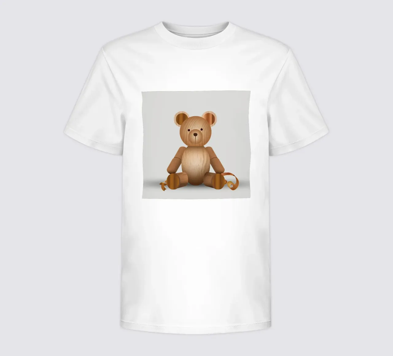 Aspetto in legno - Simpatica statuetta di un orso t-shirt bambini da namosh