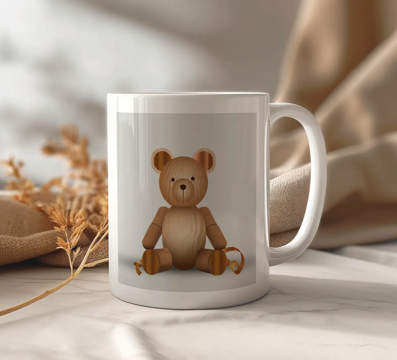 Aspetto in legno - Simpatica statuetta di un orso tazza in ceramica da namosh