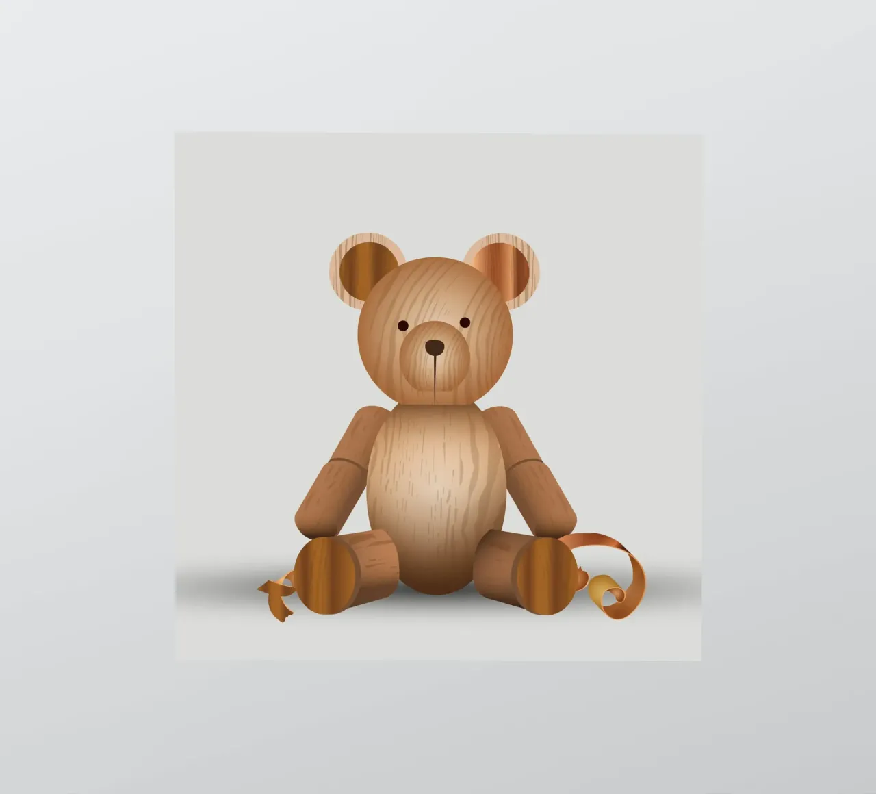 Aspetto in legno - Simpatica statuetta di un orso adesivo da namosh