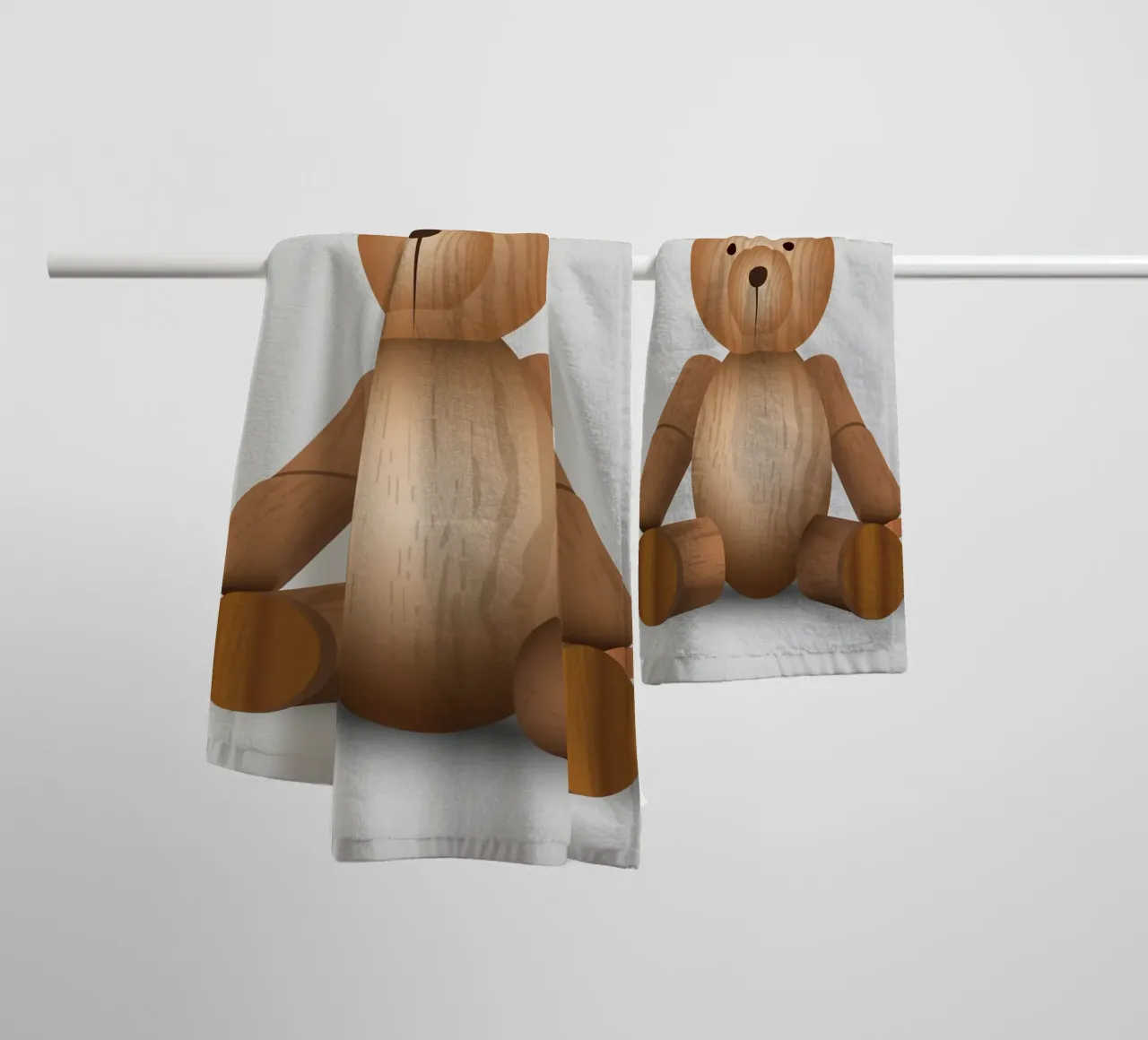 Aspetto in legno - Simpatica statuetta di un orso asciugamano da bagno da namosh