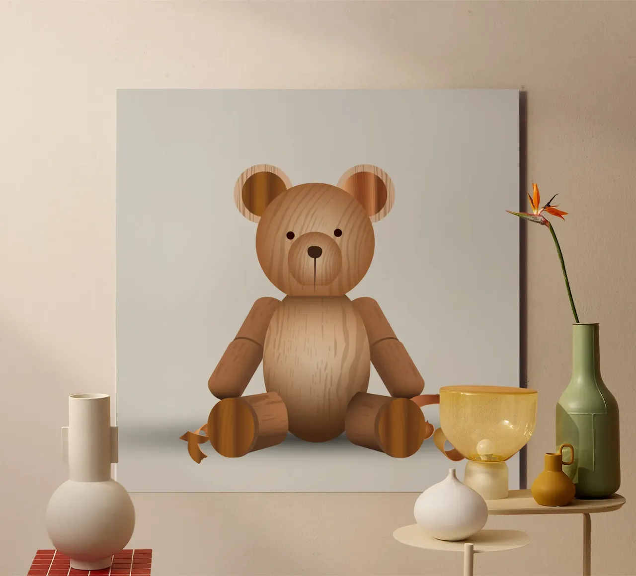 Aspetto in legno - Simpatica statuetta di un orso alluminio dibond da namosh