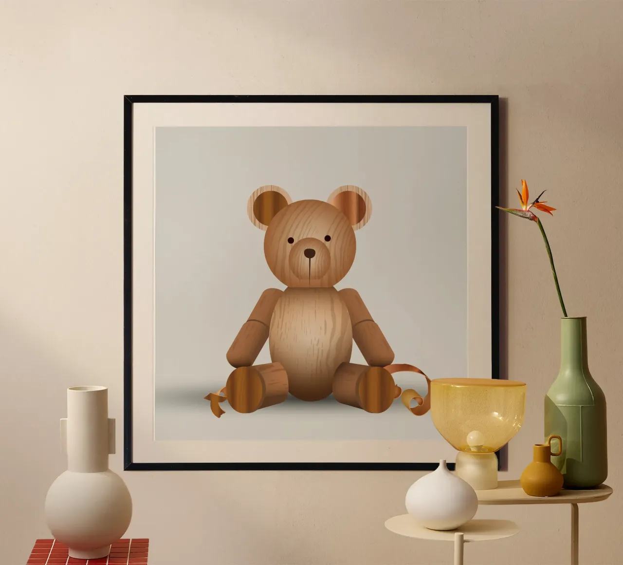 Aspetto in legno - Simpatica statuetta di un orso carta hahnemühle da namosh