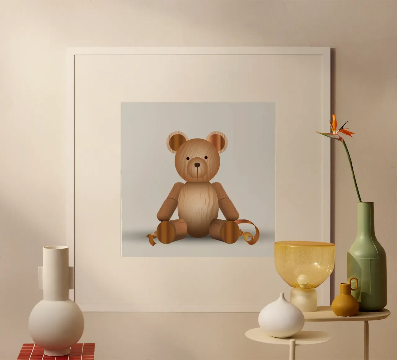 Aspetto in legno - Simpatica statuetta di un orso carta hahnemühle da namosh