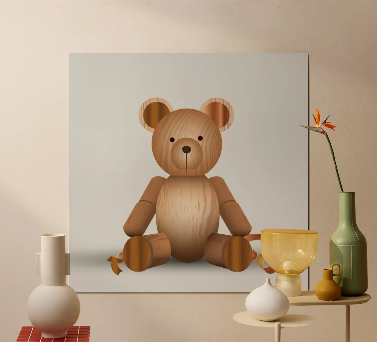 Aspetto in legno - Simpatica statuetta di un orso carta hahnemühle da namosh