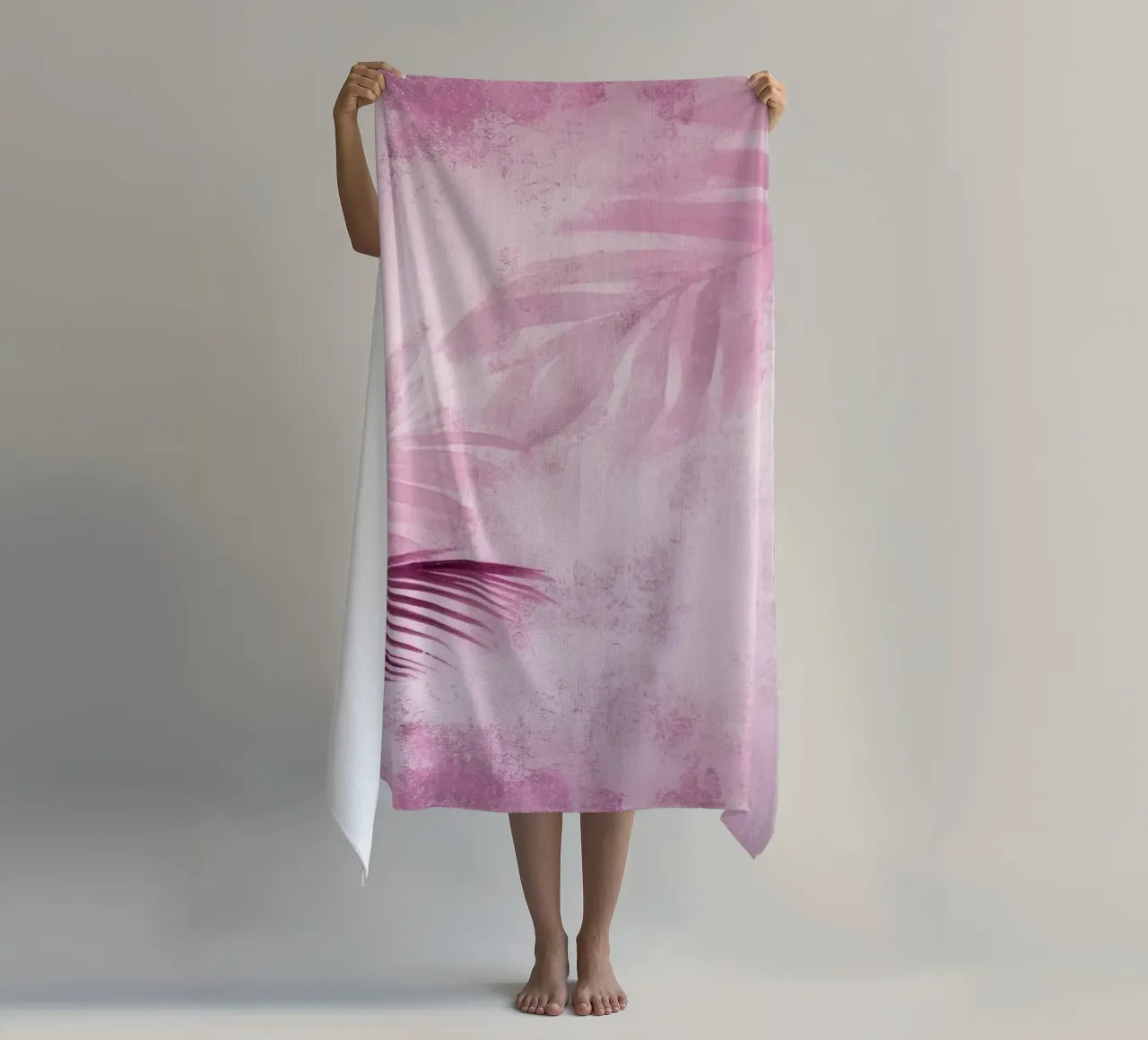 Pink Palm Paradise beach towel by Modern Muse