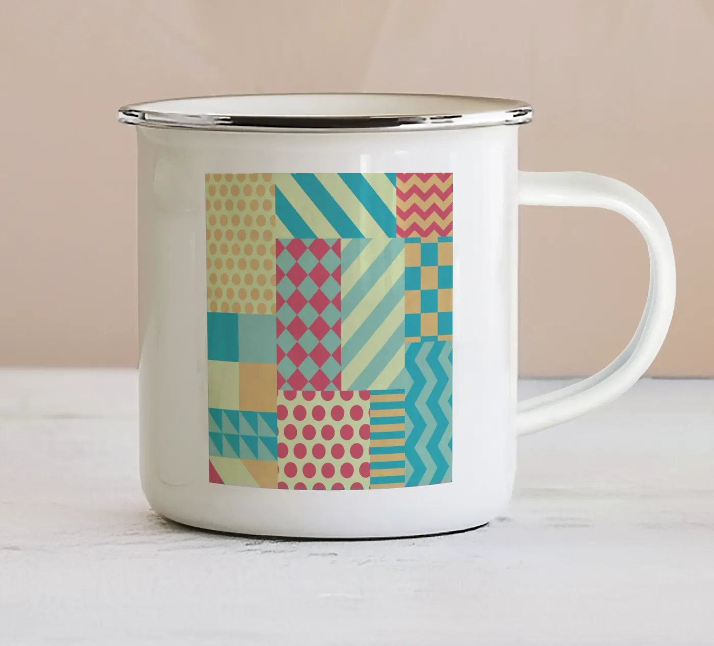 Vintage Patchwork enamel mug by Tobe Fonseca