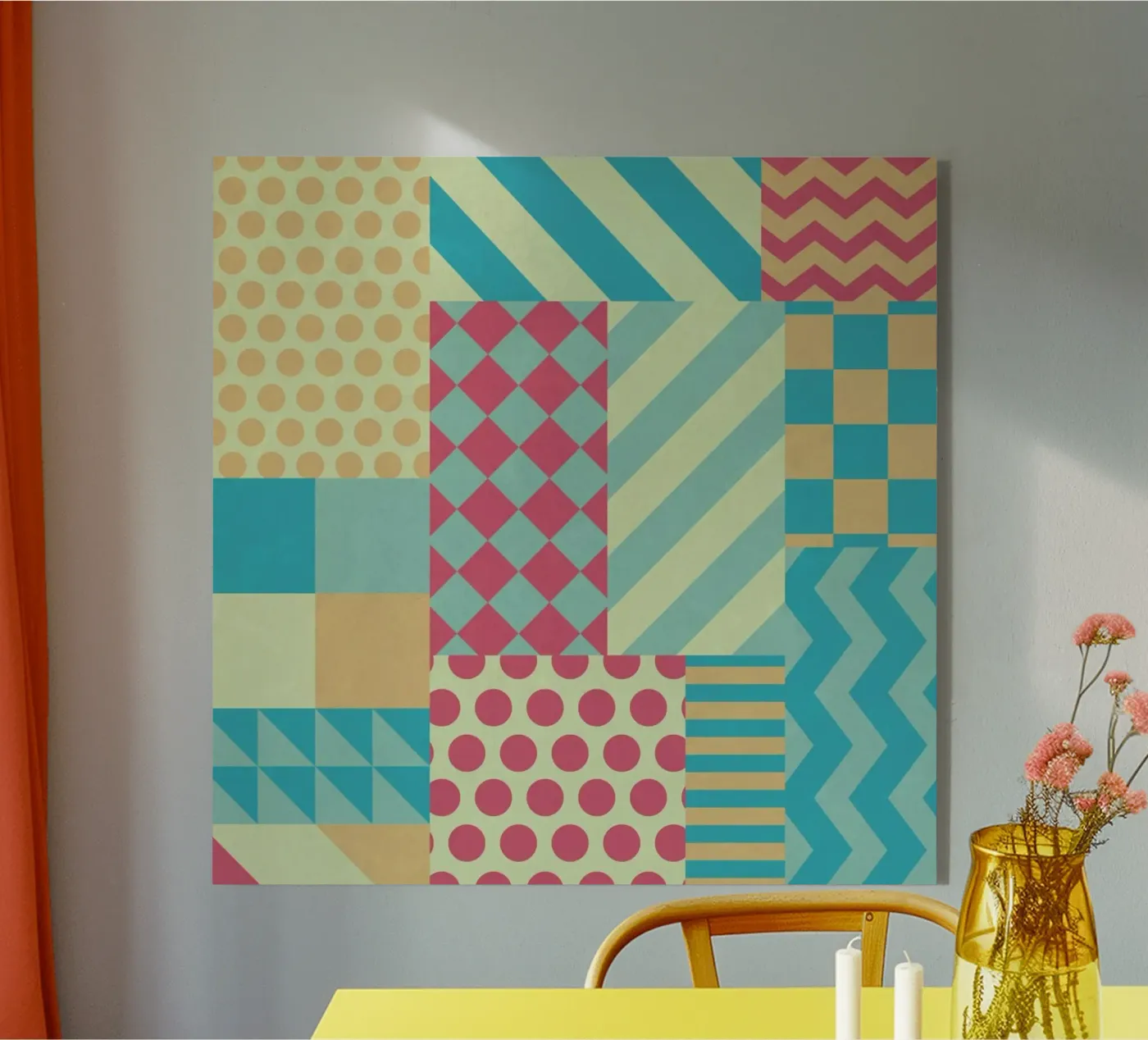 Vintage Patchwork acrylic glass by Tobe Fonseca