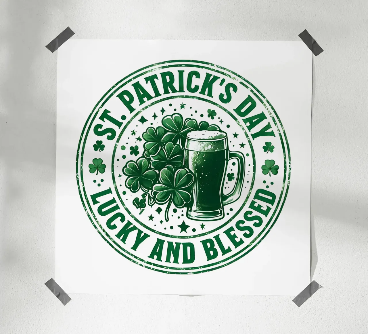 Il giorno di San Patrizio fortunato e benedetto poster con telaio in plastica da RETRO VINTAGE EDITION