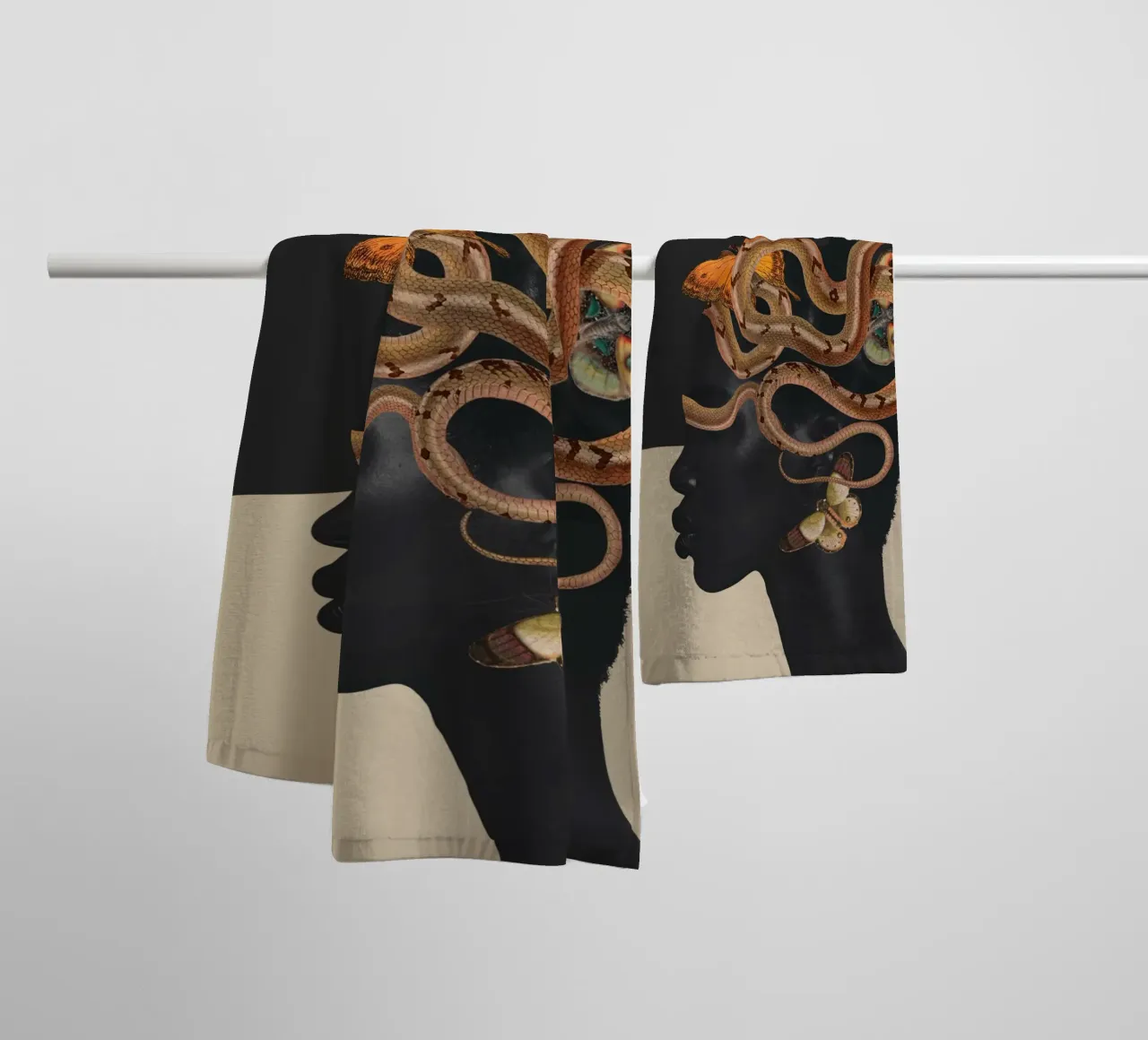 Snake and Butterflies 2 towel by dada22